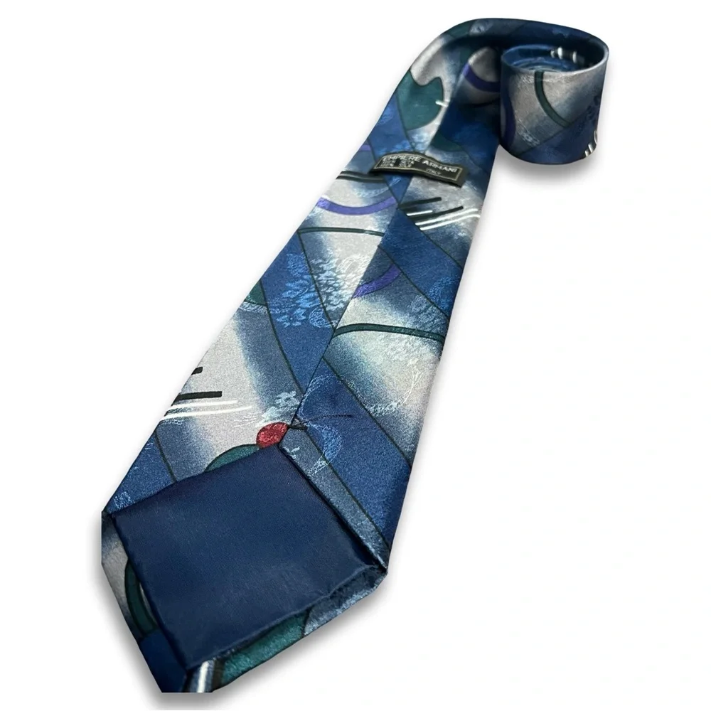 Empiere Armani Italy Vintage Men’s Blue Abstract Silk Necktie 57”